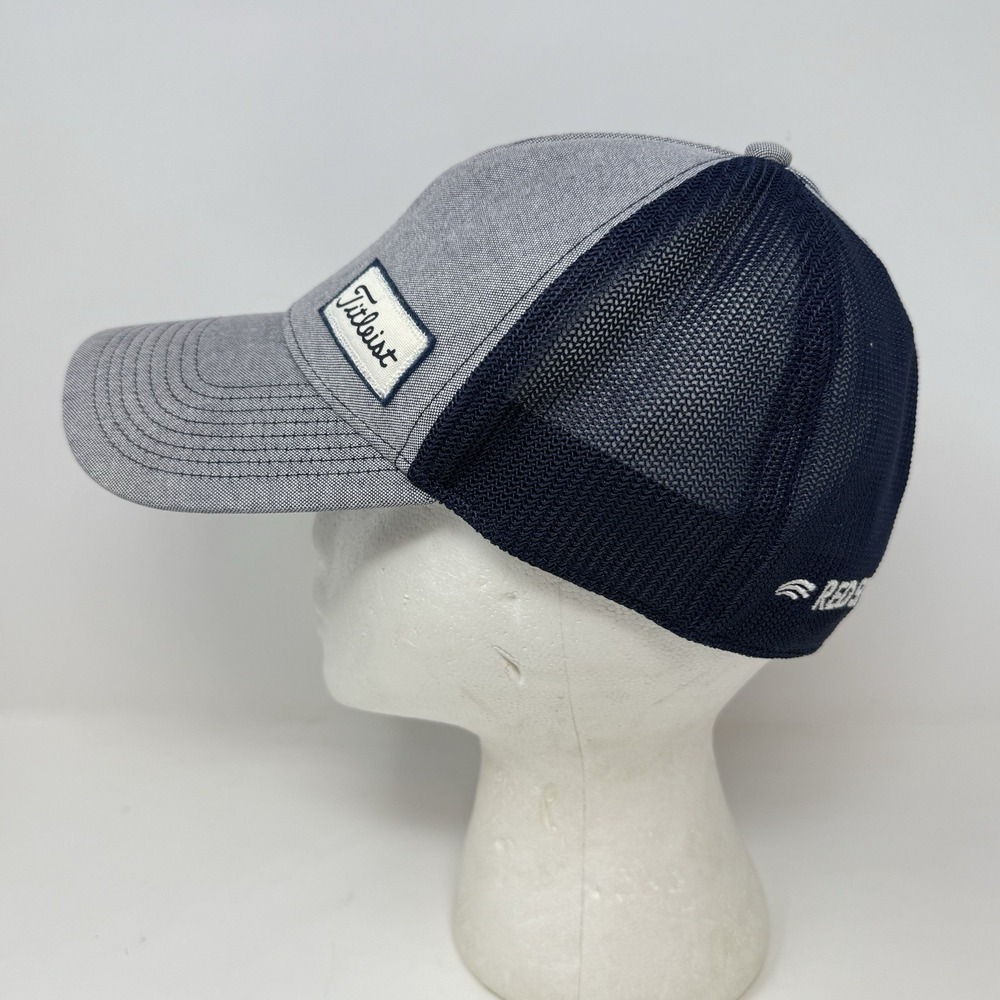 Titleist Small Offset Logo Red Sky Golf Tour Hat Mesh Flex Fitted Cap M/L Blue - Picture 4 of 13